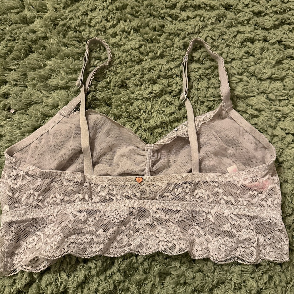 Victorias Secret Pink Gray Bling Stone Embellished Ruched Lace Cami Bra - Picture 3 of 8